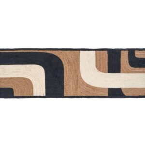 Langwerpig Elitis vloerkleed Penny Lane TA 11985 06 met abstract patroon in zwart, beige en bruintinten.