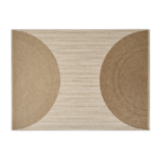 Product weergave van langwerpig beige outdoor vloerkleed met halve cirkels : Elitis-Holiday-Naturel TA-116-05-04PP