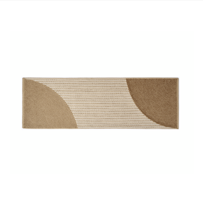 Product weergave van langwerpig beige outdoor loper met halve cirkels : Elitis-Holiday-Naturel TA-116-05-06PP