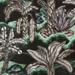 Illustratie van tropische planten en palmbomen in donkere en groene tinten uit het Balata Garden dessin van Arte.