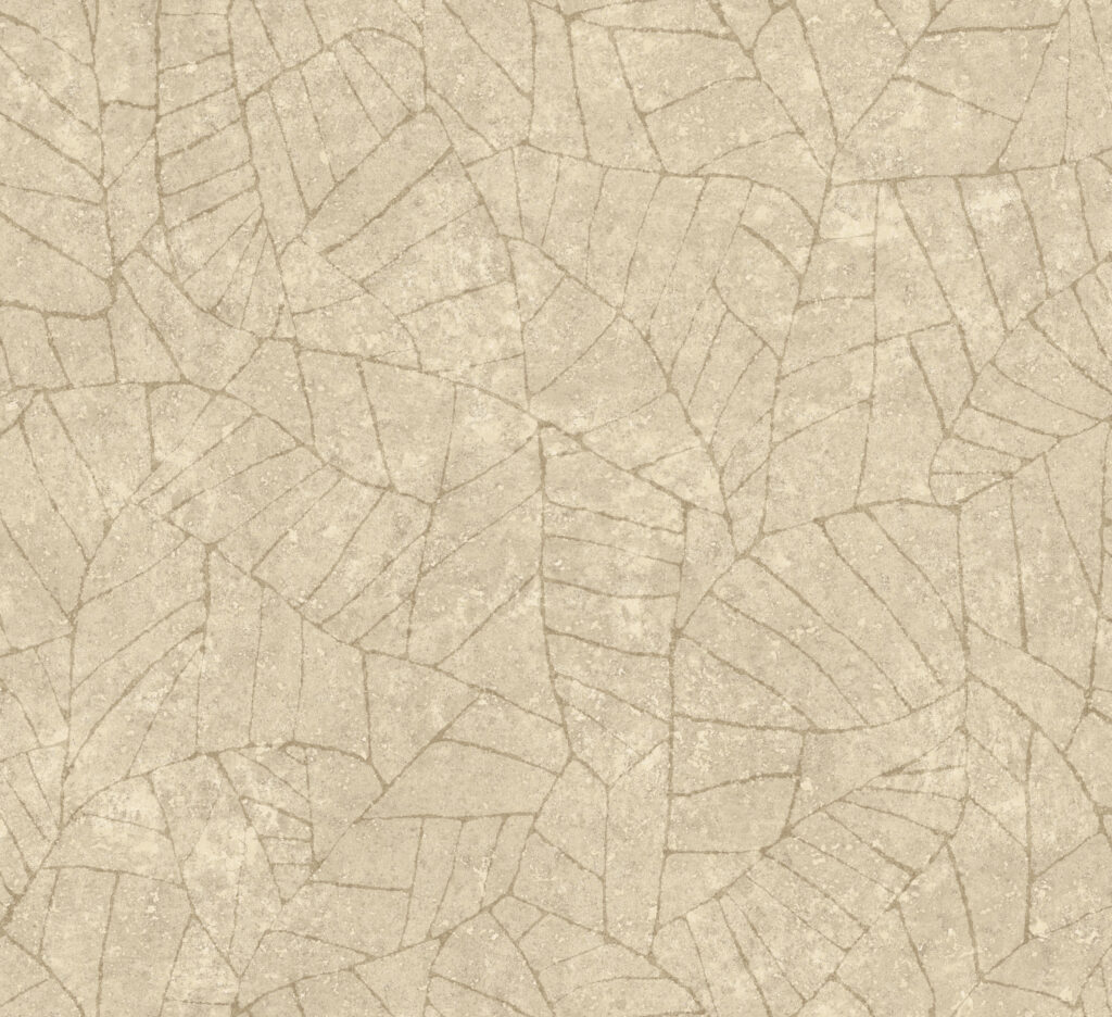 Beige wandbekleding met een subtiel patroon van overlappingen geïnspireerd op kaolien en bladnerven uit de Arte Essentials Kaolin collectie.