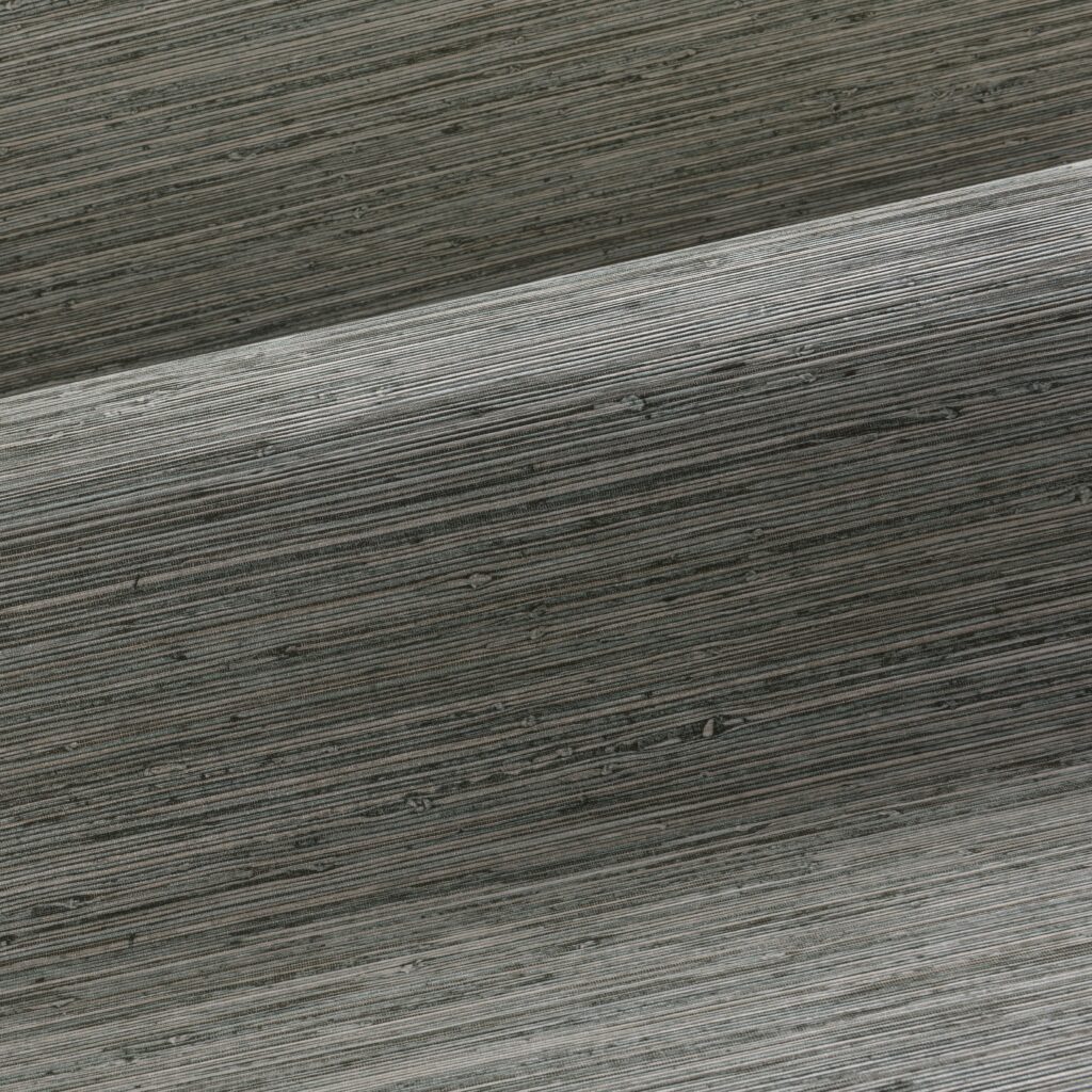Detailopname van de Arte Matiz 73532A wandbekleding met een horizontale textielstructuur in grijstinten.