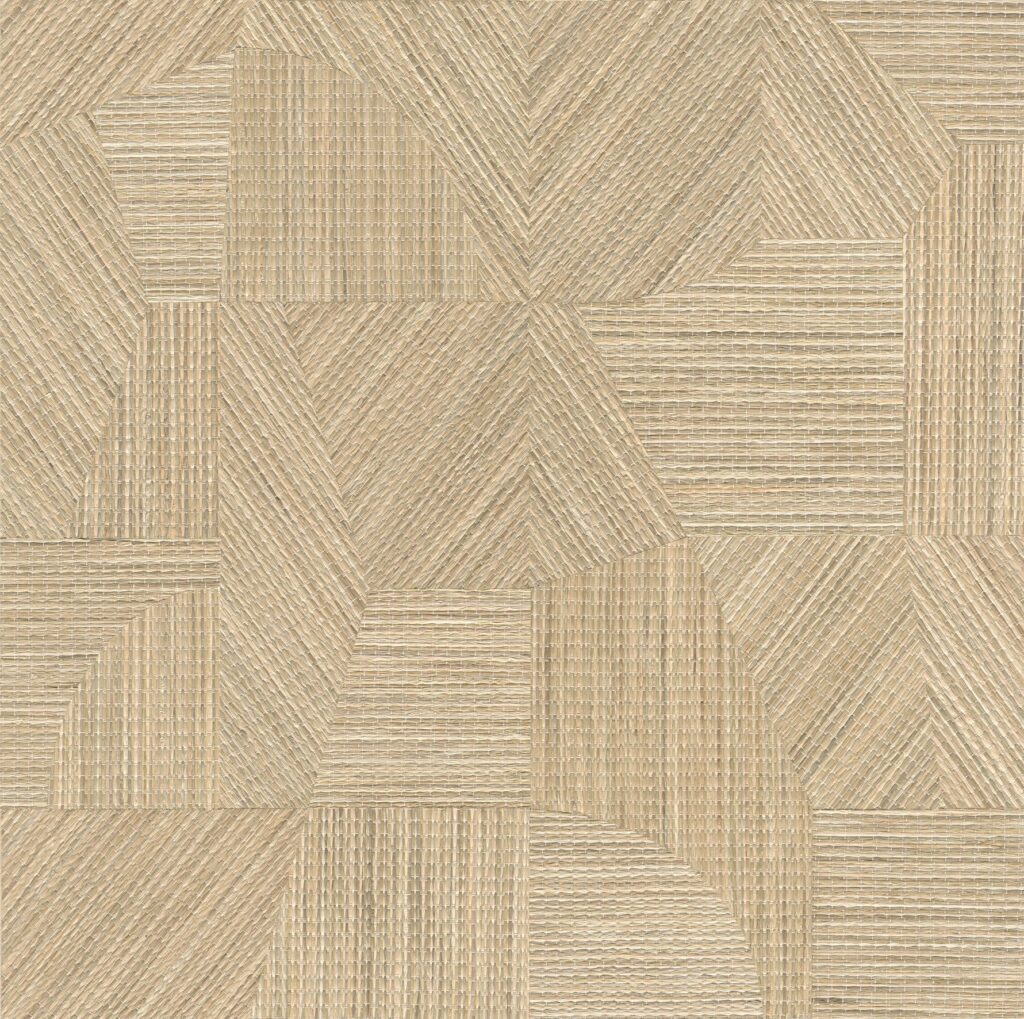 Geometrisch patroon in beige tinten met een geweven textuur uit de Arte Prismatic Refraction collectie.