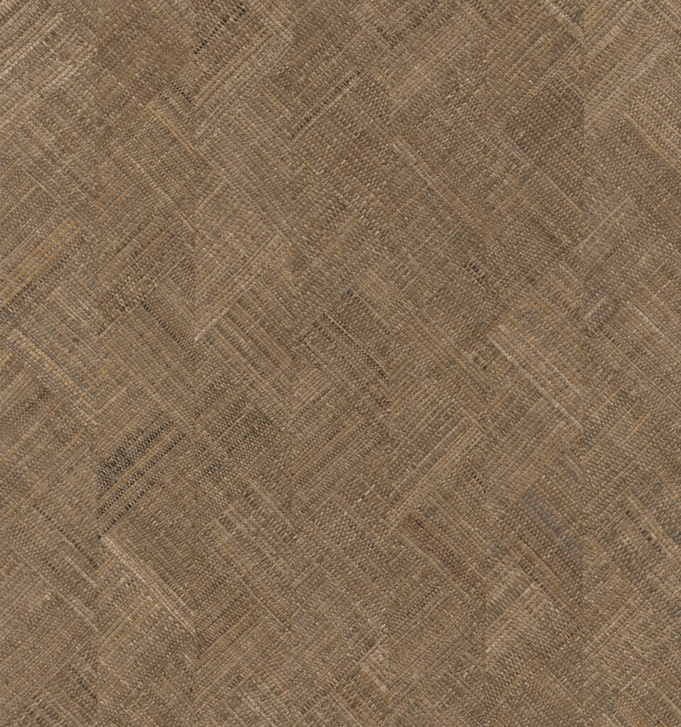 Bruin geweven textuurpatroon van de Arte Prismatic Rutile 52420 wandbekleding.