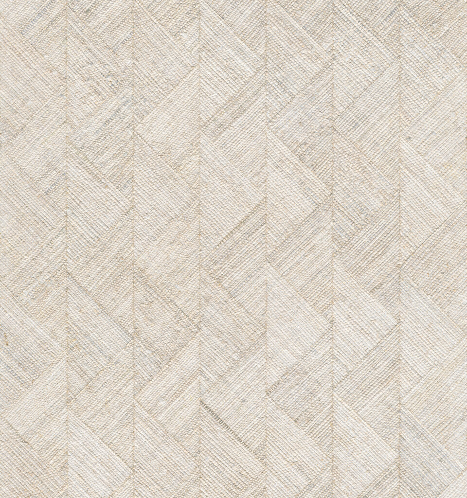Lichtbeige wandbekleding met een subtiel visgraatpatroon en textiele structuur uit de Arte Prismatic Rutile collectie.