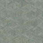 Behangpatroon Arte Reflect 52480 met een geometrisch 3D-effect in blauwtinten en metallic accenten.
