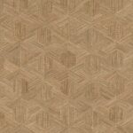 Behangpatroon Arte Reflect 52482 met een geometrisch 3D-effect in natuurlijke bruintinten en linnenstructuur.