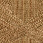 Detail van het Arte Reflect 52482 wandbekleding met een geometrisch patroon van gevlochten natuurlijke vezels in warme bruintinten.