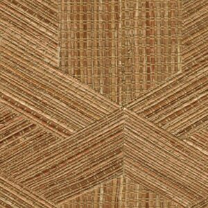 Detail van het Arte Reflect 52482 wandbekleding met een geometrisch patroon van gevlochten natuurlijke vezels in warme bruintinten.