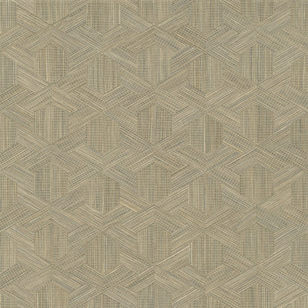 Beige en grijs geometrisch Arte Reflect 52483 behang met een subtiel 3D-patroon van verweven lijnen.