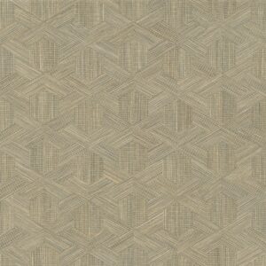 Beige en grijs geometrisch Arte Reflect 52483 behang met een subtiel 3D-patroon van verweven lijnen.