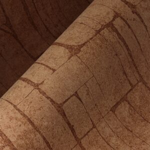 Detail van het Arte Solco 30365 behang met een patroon van gebarsten en gebogen aardetinten die doen denken aan natuursteen.
