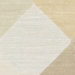 Detail van het beige Elitis Twill behang met een zigzag blokpatroon op een zijde ondergrond.