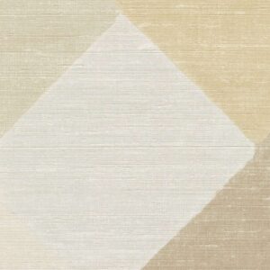 Detail van het beige Elitis Twill behang met een zigzag blokpatroon op een zijde ondergrond.