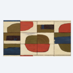 Patroon van een groot panorama met kleurrijke abstracte voorstelling van Elitis : Liberté chromatique