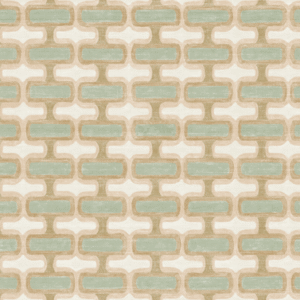 meerkleurig Elitis Rythme behang met een vintage meerkleurig blokpatroon op een creme kleurige zijde