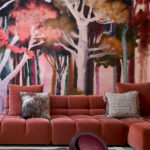 Arte Alaya Banyan behang in kleur Red Blossom (11530) - Interieur impressie
