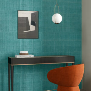 Arte Alaya Katan Silk behang in kleur Aqua (11523) - Interieur impressie