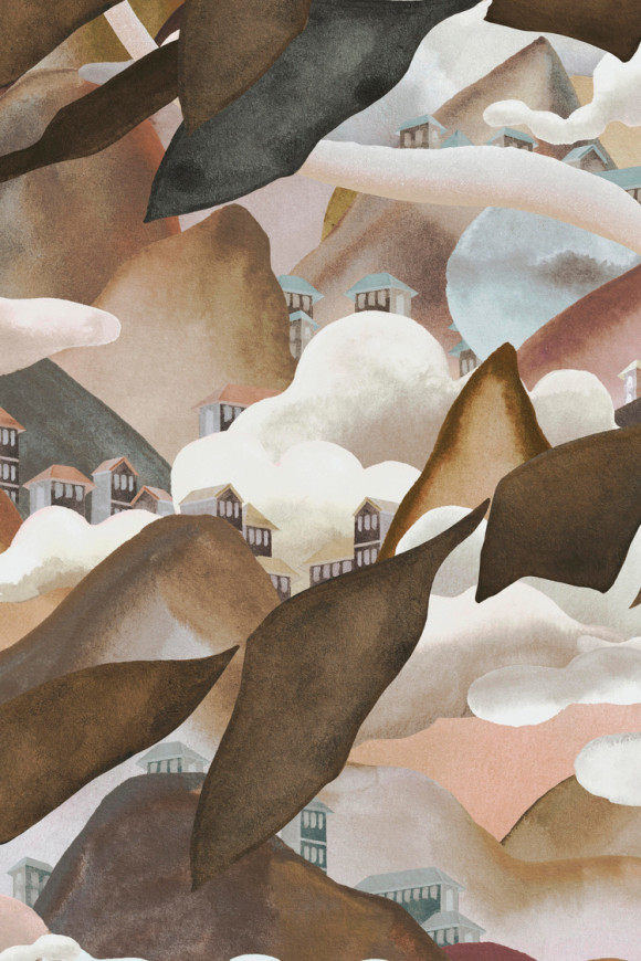 Arte Alaya Manali behang in kleur Sepia Clouds (11551) - Product close-up