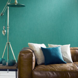 Flamant les unis linens Lin behang in kleur Peacock (78022) - Interieur impressie