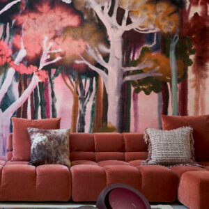 Arte Alaya Banyan behang in kleur Red Blossom (11530) - Interieur impressie
