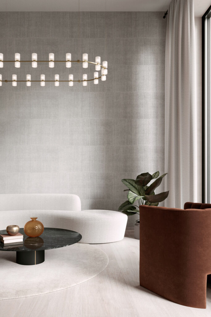 Arte Alaya Katan silk behang in kleur Dolphin (11505) - Interieur impressie