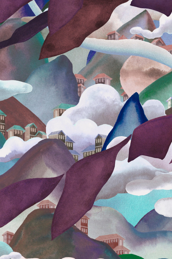 Arte Alaya Manali behang in kleur Blueberry Hills (11550) - Product close-up