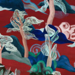 Arte Alaya Saranda behang in kleur Vermilion Trees (11540) - Product close-up