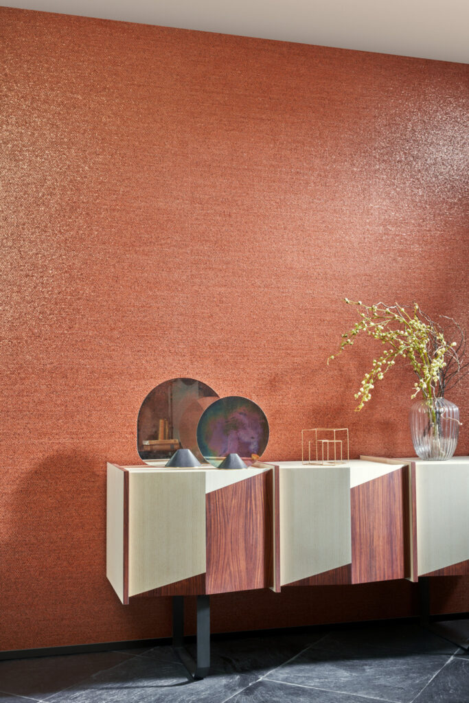 Arte All naturals Shimmer behang in kleur Brick (40352A) - Interieur impressie