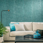 Arte All naturals Uno behang in kleur Teal (46556A) - Interieur impressie