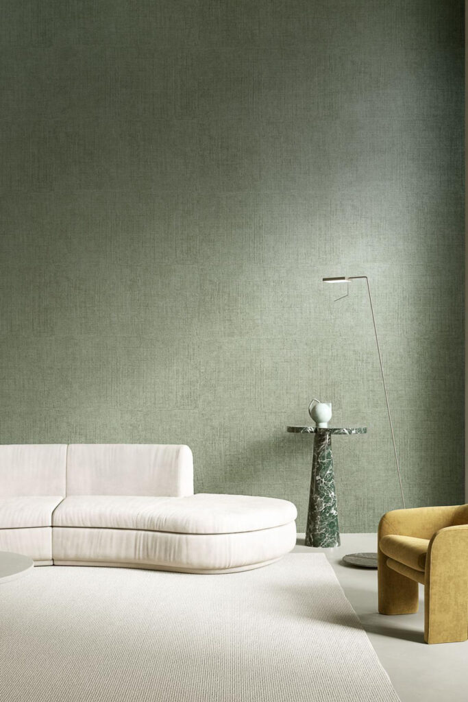 Arte Arte contract Muga silk behang in kleur Thyme (67816) - Interieur impressie