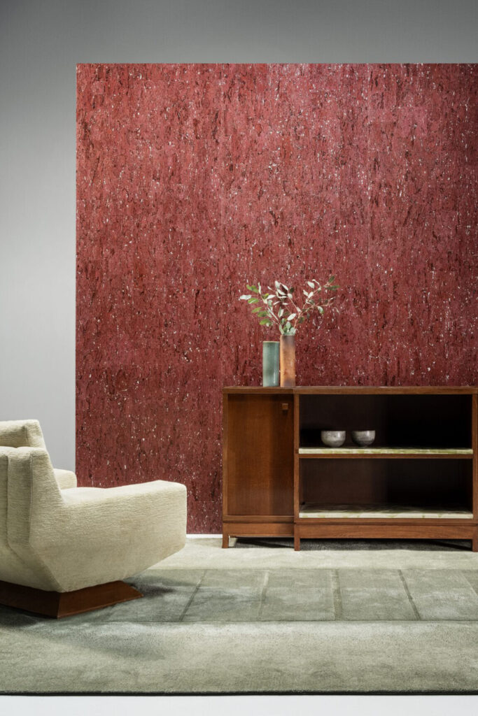 Arte Boutique Alentejo cork behang in kleur Burgundy (90590) - Interieur impressie