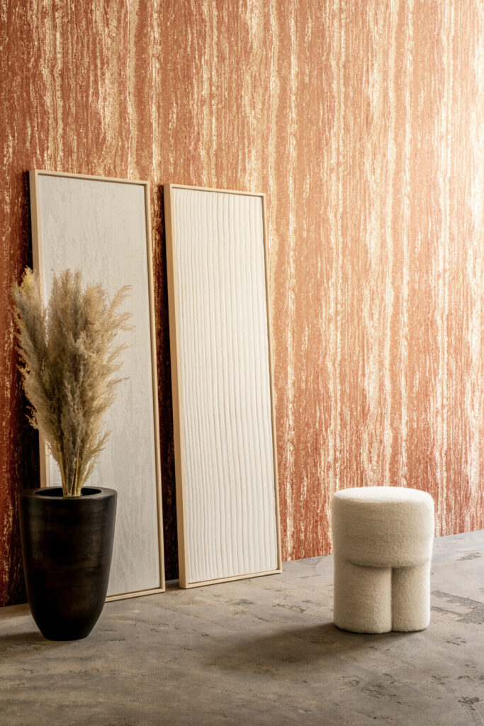 Arte Cameo Lustro behang in kleur Terracotta (66053) - Interieur impressie