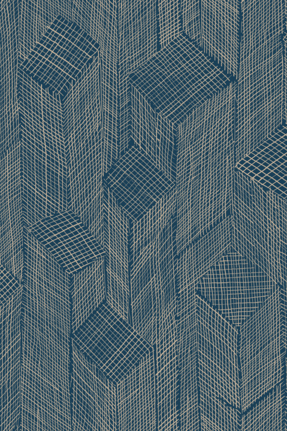 Arte Cameo Shibam behang in kleur Midnight Blue (66010) - Product close-up