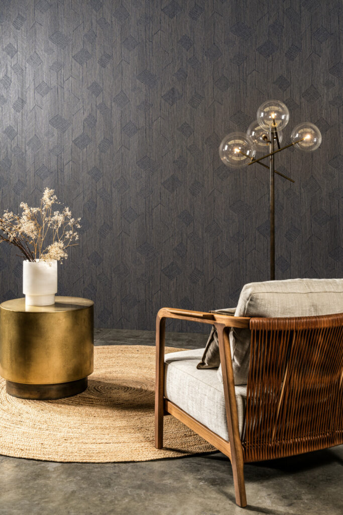 Arte Cameo Shibam behang in kleur Midnight Blue (66010) - Interieur impressie