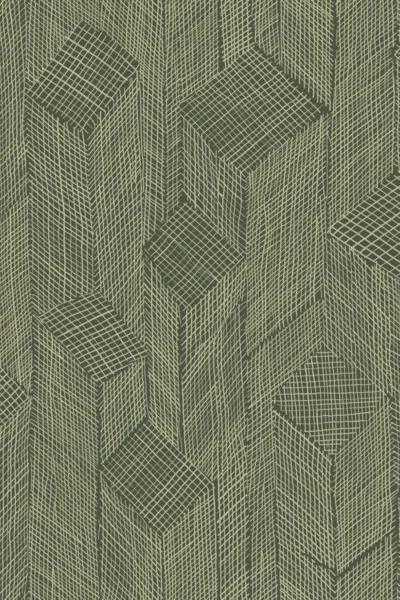 Arte Cameo Shibam behang in kleur Covert Green (66014) - Product close-up