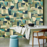 Arte Essentials costura Urban behang in kleur Turquoise (57600) - Interieur impressie