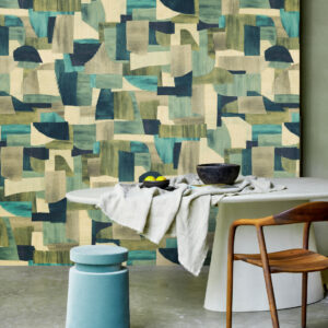 Arte Essentials costura Urban behang in kleur Turquoise (57600) - Interieur impressie