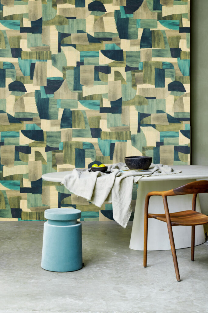 Arte Essentials costura Urban behang in kleur Turquoise (57600) - Interieur impressie