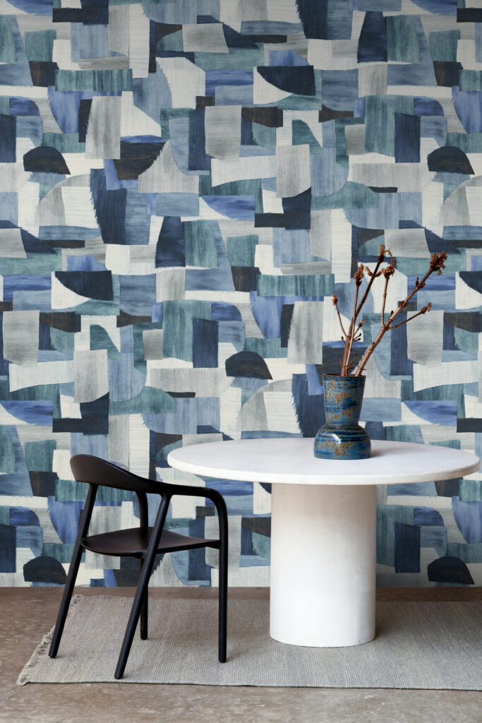 Arte Essentials costura Urban behang in kleur Cobalt (57604) - Interieur impressie
