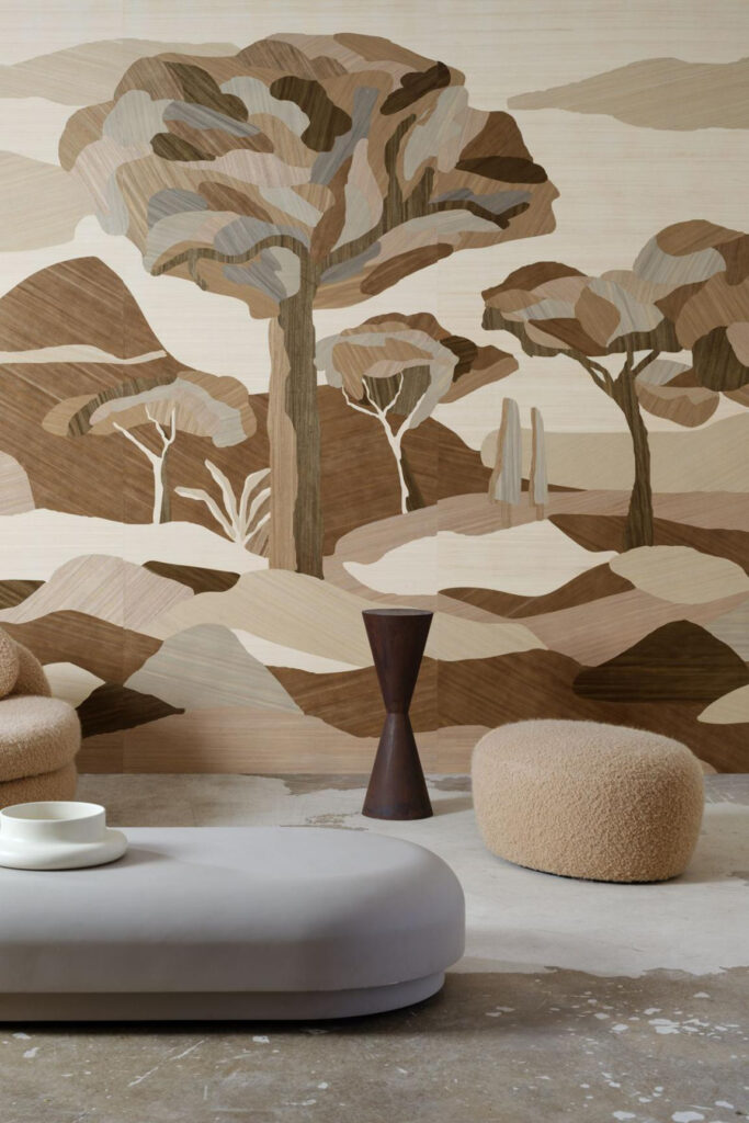 Arte Embleme Under the sycamore tree behang in kleur Winter Landscape (30820) - Interieur impressie