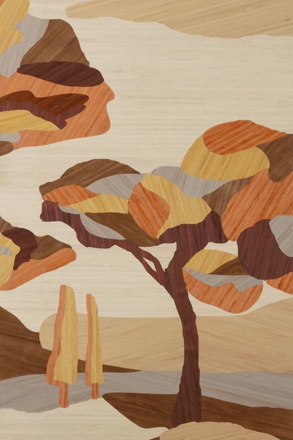 Arte Embleme Under the sycamore tree behang in kleur Mahogany Wood (30821) - Product close-up