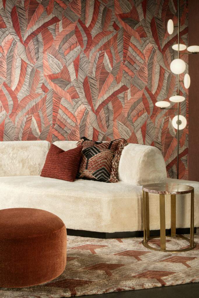 Arte Essentials les tricots Chintz behang in kleur Crimson (73101) - Interieur impressie