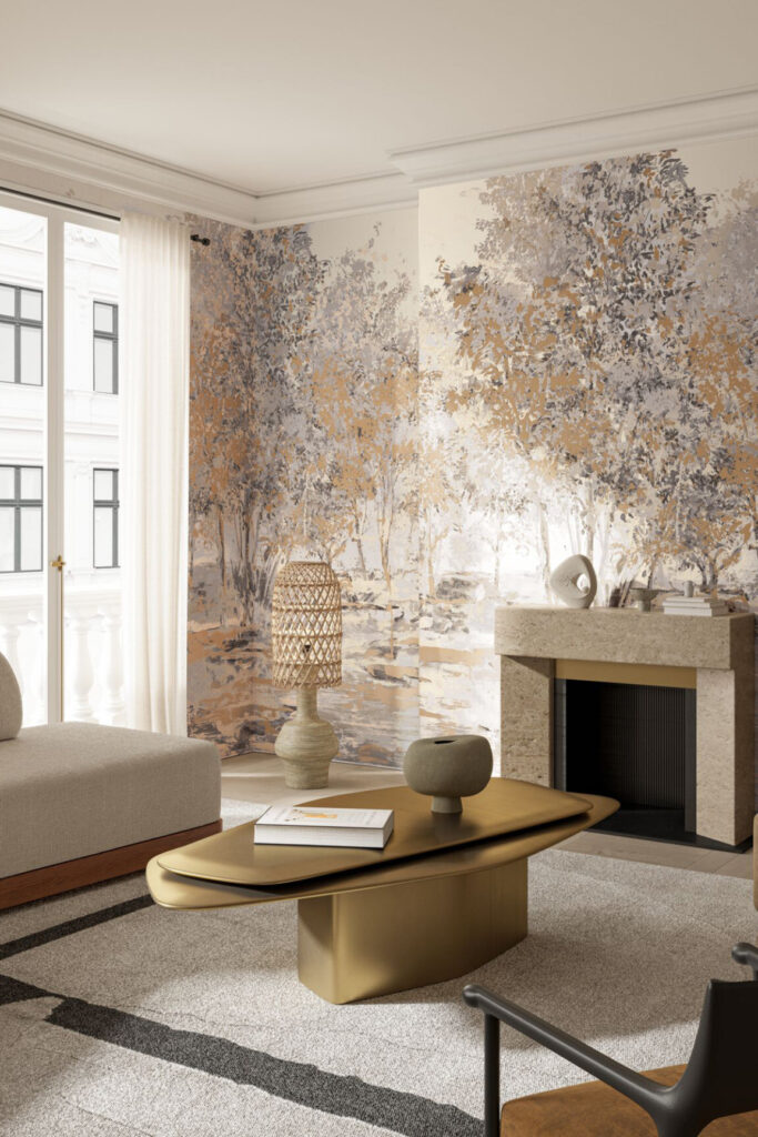 Arte Essentials brushed suede Sherwood behang in kleur Desert (59641) - Interieur impressie