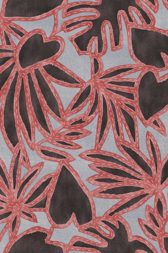 Arte Essentials-costura Botanis behang in kleur Red Jeans (57580) - Product close-up
