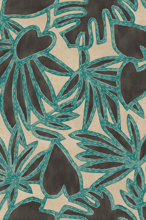 Arte Essentials costura Botanis behang in kleur Nutmeg Teal (57581) - Product close-up