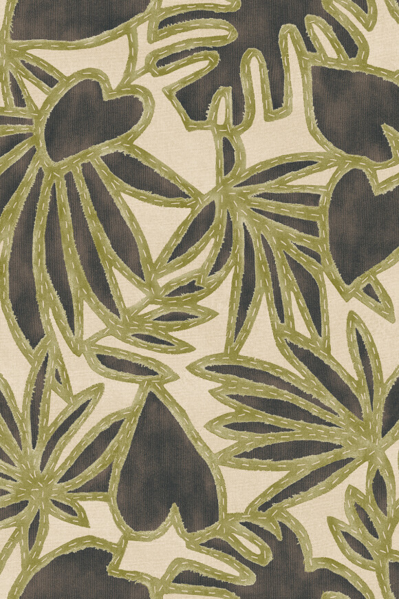 Arte Essentials-costura Botanis behang in kleur Moss Vanila (57584) - Product close-up