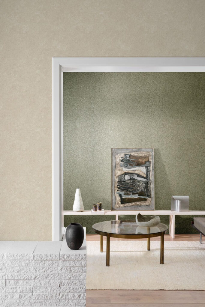 Arte Essentials kaolin Grezzo behang in kleur Palace Green (30382) - Interieur impressie