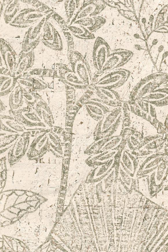 Arte Essentials kaolin Hortus behang in kleur Silvery White (30351) - Product close-up