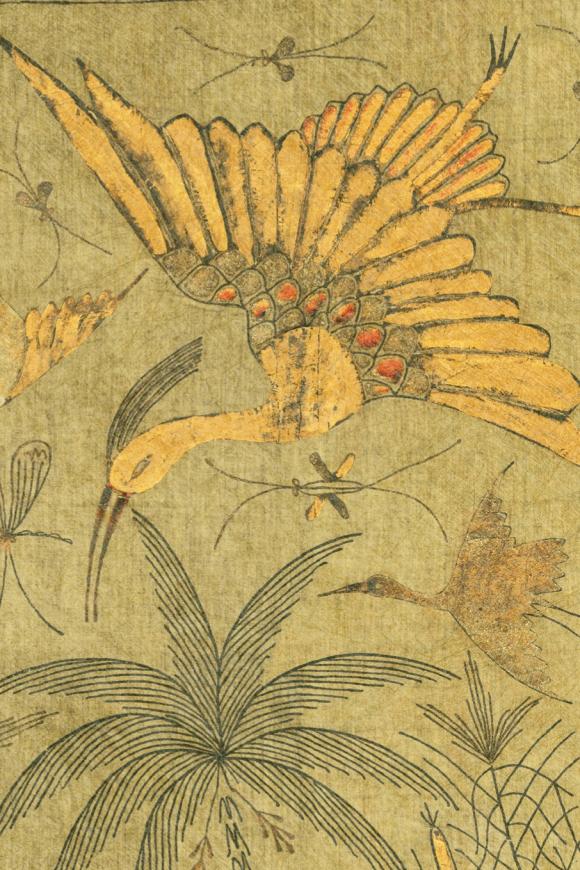 Arte Essentials kaolin Passeggio behang in kleur Golden Olive (30370) - Product close-up